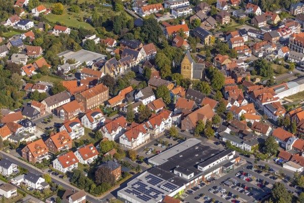 Aerial view, town centre, St. Johannis Kirche, Virtual Museum of the City of Halle Westphalia,
