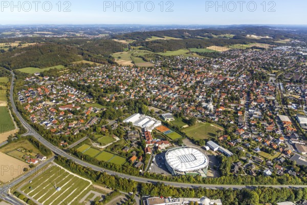 Aerial view, OWL ARENA, Oldendorf, Halle, Ostwestfalen-Lippe, OWL, North Rhine-Westphalia, Germany,