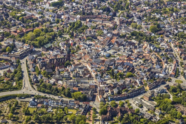 Aerial view, city view and old town, Haltern am See, Münsterland, Ruhr area, North