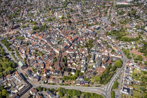 Aerial view, city view and old town, Haltern am See, Münsterland, Ruhr area, North