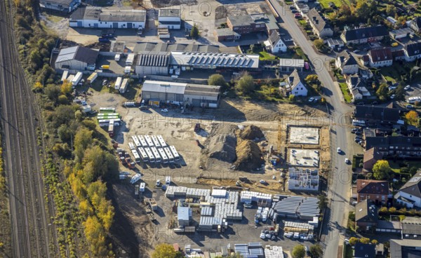 Aerial view, construction site new building flats, former company premises Klostermann,