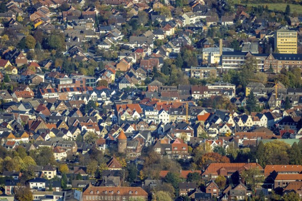 Aerial view, Old Town, St. Sixtus Hospital, historical buildings, Haltern am See, Ruhr area, North