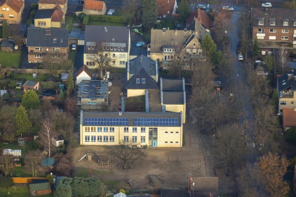 Aerial view of the Dachsberg School in the district of Flaesheim in Haltern am See in the Ruhr area