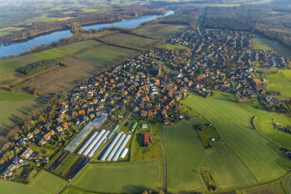 HULLERN 16.12.2020 Village view on the edge of agricultural fields and land in Hullern in the state