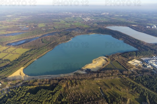 Aerial view of Silbersee II and Silbersee II in the forest area with KSPE