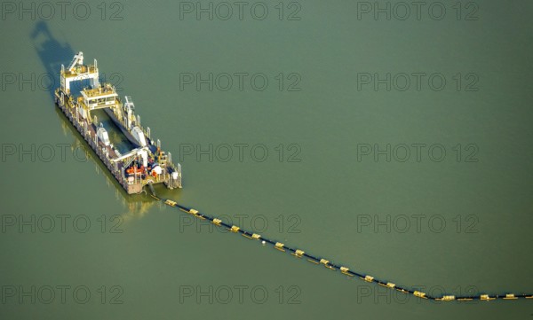 Aerial view of the Silbersee with quartz sand extraction in a forest area in the district
