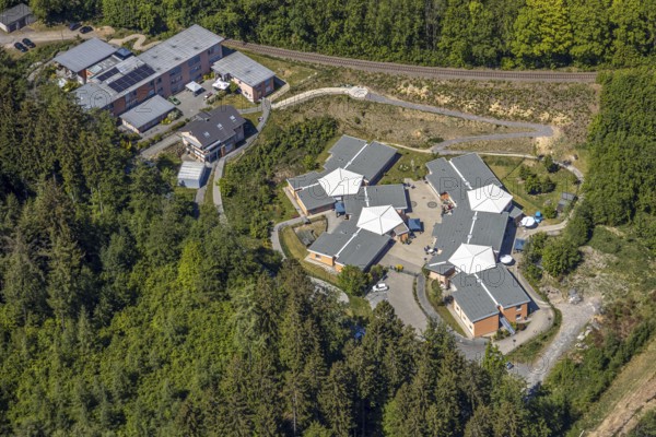 Aerial view, residential community Haus Waldfrieden, Halver, Märkischer Kreis, Sauerland, North