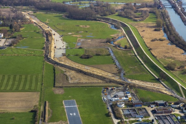 Aerial photo, Lippe meadows, reconstruction of Lippe meadows between Hamm-Lippewiesen airfield and