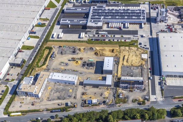 Aerial photo, Rhynern industrial estate on the A2 motorway, Rhynern, Hamm, Ruhr area, North