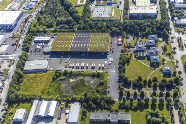 Aerial photo, Rhynern industrial estate on the A2 motorway, Rhynern, Hamm, Ruhr area, North