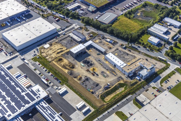 Aerial photo, Rhynern industrial estate on the A2 motorway, Rhynern, Hamm, Ruhr area, North