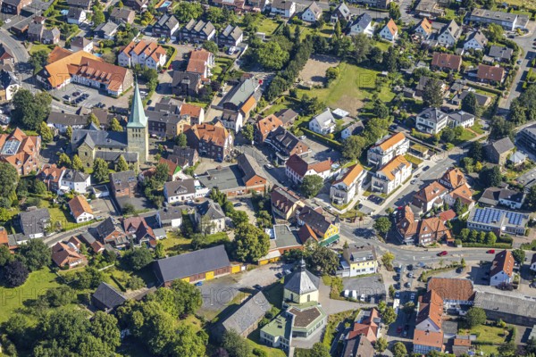 Aerial view, Rhynern centre, St. Regina church, Hamm, Ruhr area, North Rhine-Westphalia, Germany,
