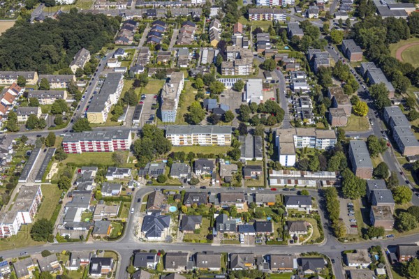 Aerial view, settlement Dasbeck, Heessen, Hamm, Ruhr area, North Rhine-Westphalia, Germany, DE,