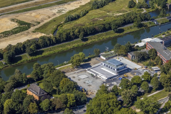 Aerial view, construction site water sports centre, Hamm, Ruhr area, North Rhine-Westphalia,