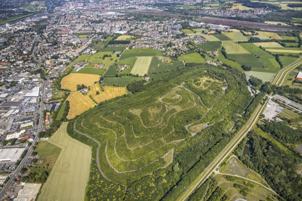 Aerial photograph, view of Hamm-Daberg, Kissinger Höhe slagheap, Humbert slagheap, former