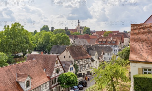 High angle scenery in Bad Wimpfen, a historic spa town in the district of Heilbronn in the