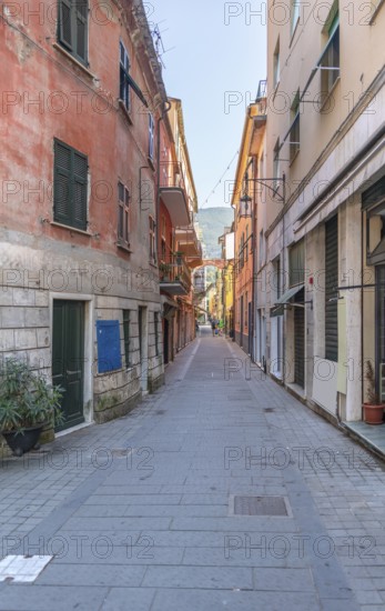 Alleyway in Moneglia, a comune (municipality) in the Metropolitan City of Genoa in the Italian