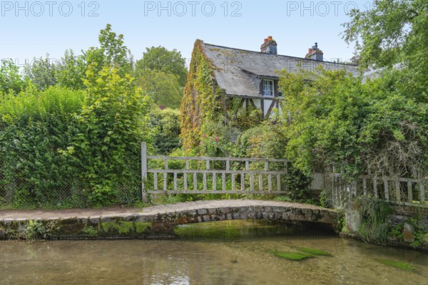 Scenery around river Veules in Veules-les-Roses, a commune in the Seine-Maritime department in the