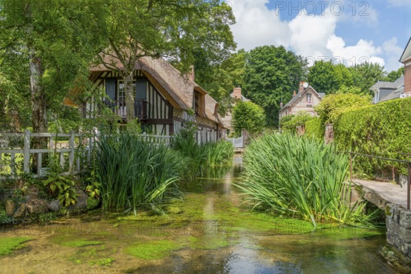 Scenery around river Veules in Veules-les-Roses, a commune in the Seine-Maritime department in the
