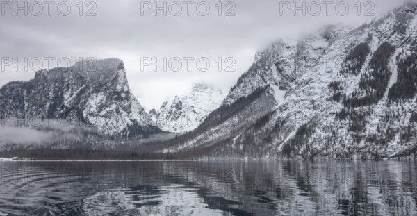 Scenery around a lake named Koenigssee located in the Berchtesgadener Land in Bavaria Germany at