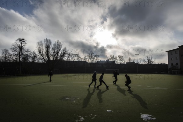 DEU Germany Germany Berlin Sports ground on Eisackstrasse in Berlin-Schöneberg. Refugees from a