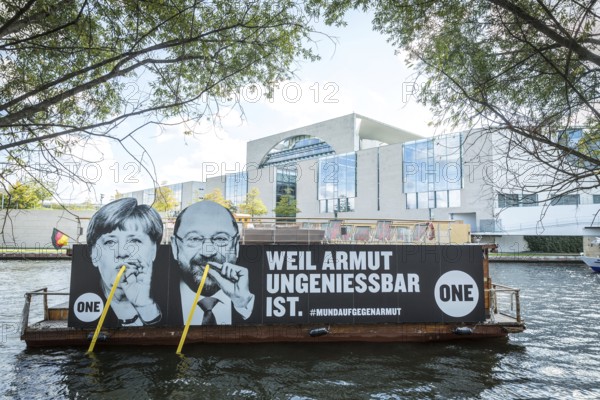DEU Germany Germany Berlin Action by ONE on the Spree for the Bundestag elections. Protest against