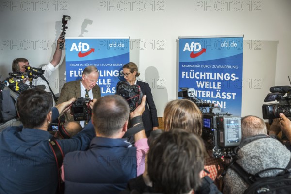 DEU Germany Germany Berlin AFD press conference on immigration and crime with Alice Weidel and