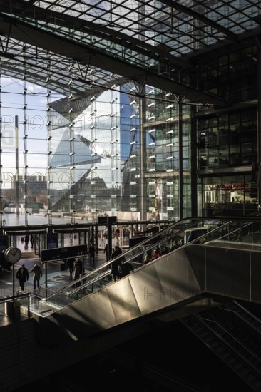 DEU Germany Germany Berlin The new building, the Cube, can be seen through the windows of the main
