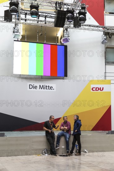 DEU Germany Germany Berlin Set-up for the election evening in the CDU's Konrad Adenauer House. View