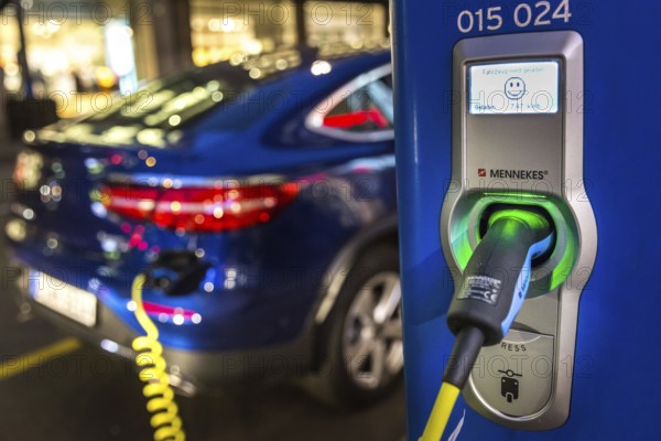 DEU Germany Germany Berlin A Mercedes Benz electric car at a Vattenfall charging station in