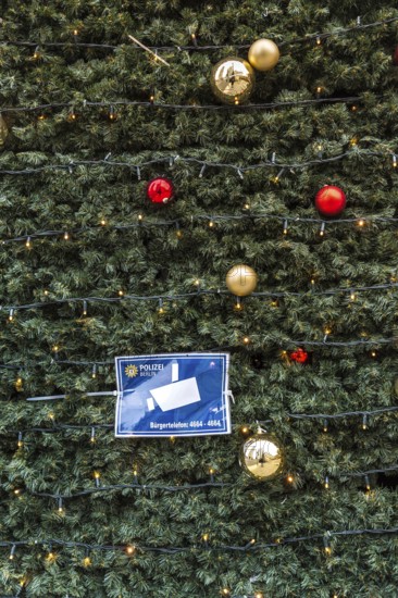 DEU Germany Germany Berlin Police sign about the video surveillance of the Christmas market at