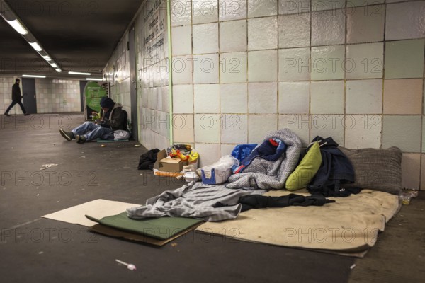 DEU Germany Germany Berlin Sleeping places for homeless people at Moritzplatz underground station,