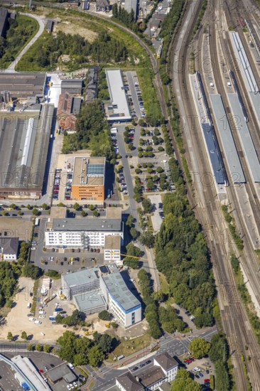 Aerial view, Unionstraße behind Hamm main station, DB Netz AG, production implementation Hamm,
