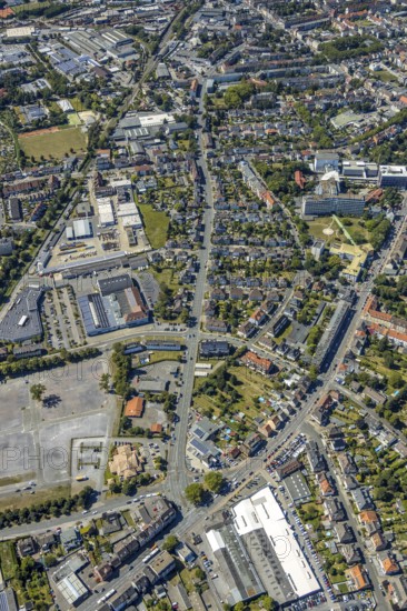 Aerial view, course of Richard-Wagner-Straße from east to west and from west to east, Hamm, Ruhr