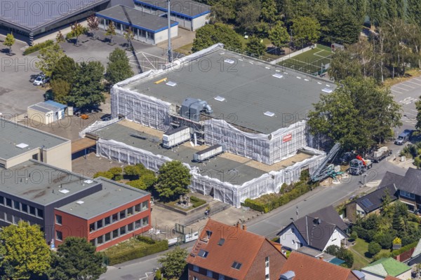 Aerial view, gymnasium renovation Märkisches Gymnasium Hamm, Hamm, Ruhr area, North