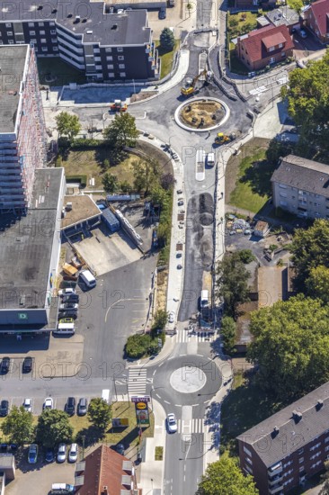 Aerial view, road construction, Baumerstrasse, Rautensteinstrasse, Friedrich-Ebert-Strasse,