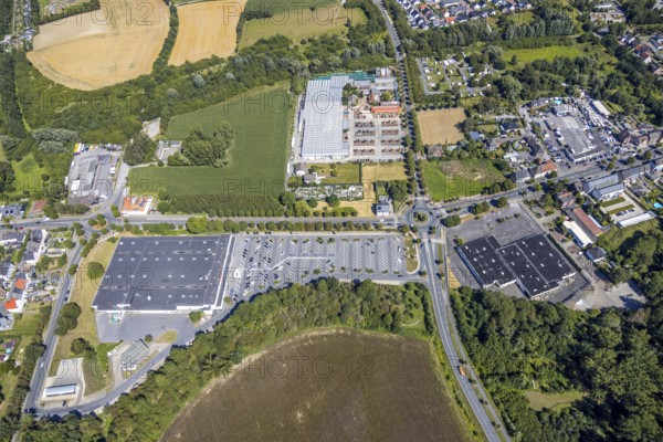 Aerial view, roundabout Münsterstraße Warendorfer Straße, Sachsenring, Heessen, Hamm, Ruhr area,