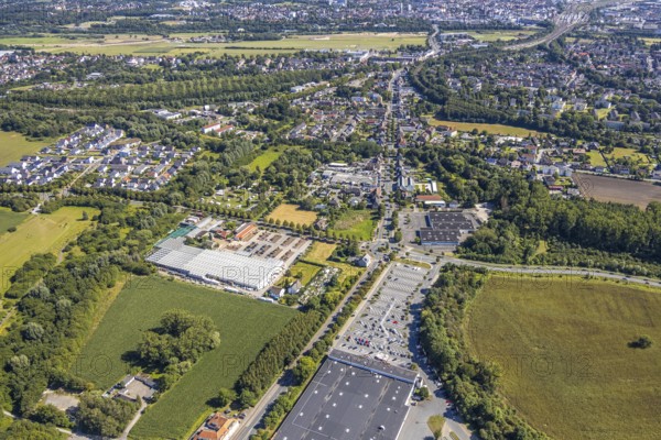 Aerial view, business location Münsterstraße, roundabout Warendorfer Straße - Münsterstraße, Real