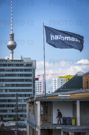 DEU Germany Germany Berlin The alternative project Holzmarkt on the banks of the Spree The flag