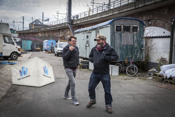 DEU Germany Germany Berlin The alternative project Holzmarkt am Spreeufer.Juval and Mario with the