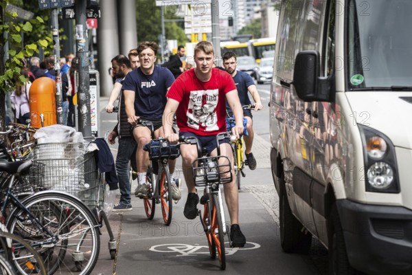 DEU Germany Germany Berlin scene with cyclists in the capital.cyclists and pedestrians get in each