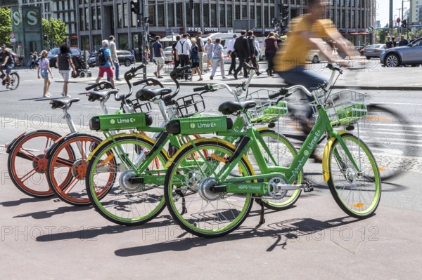DEU Germany Germany Berlin Rental bikes in the city. Electric bikes from the provider Lime E and