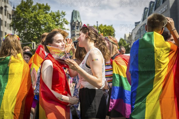 DEU Germany Germany Berlin Scenes from Christopher Street Day CSD on a hot Saturday . Young people