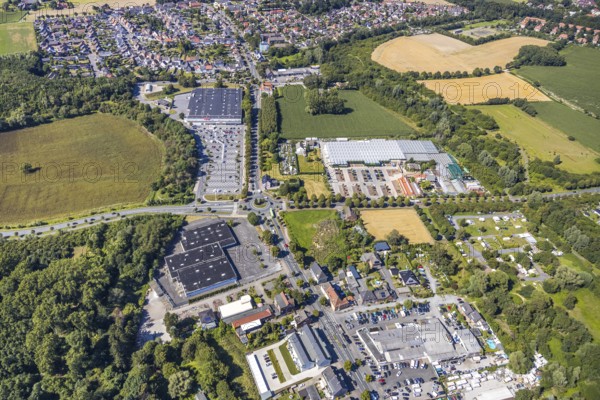 Aerial view, business location Münsterstraße, roundabout Warendorfer Straße - Münsterstraße, Real