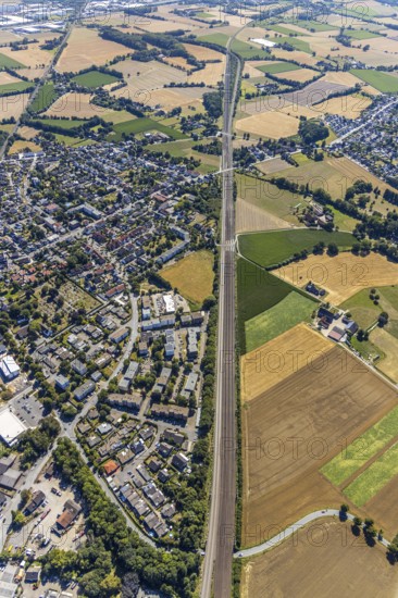 Aerial photograph, B63n South route corridor, Nordböggen, Pelkum, Hamm, Ruhr area, North