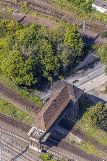 Aerial view, seven bridges, Günterstraße, railway subway, marshalling yard, former signal box,