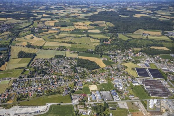Aerial view, overview Hamm-Uentrop, Hamm, Ruhr area, North Rhine-Westphalia, Germany, DE, Europe,