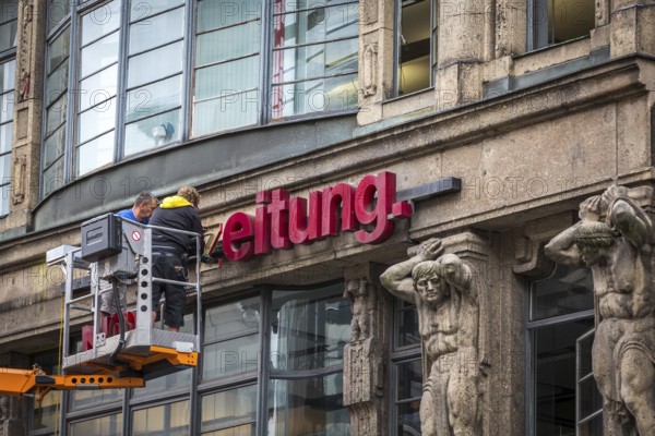 DEU Germany Germany Berlin The dismantling of the TAZ lettering on the old TAZ building on