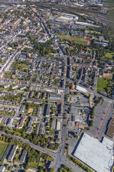 Aerial view, city centre view, Wilhelmstraße, sports centre west, Hamm, Ruhr area, North