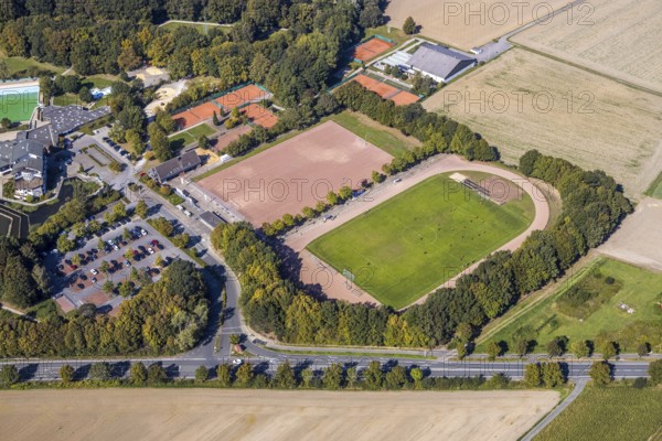 Aerial view, Selbachpark, sports field, Hamm, Ruhr area, North Rhine-Westphalia, Germany, DE,